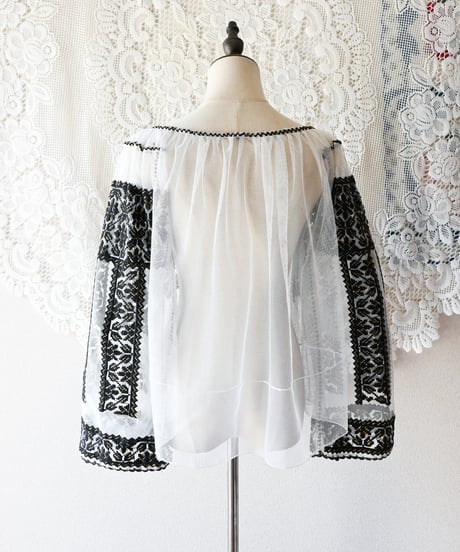 【Seek an nur】Romanian Vintage Beaded Tulle Blouse