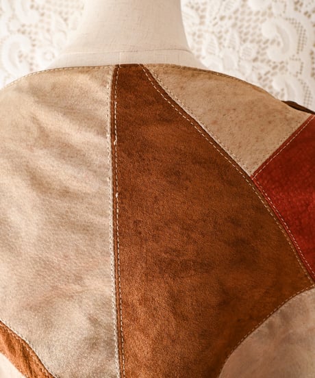 【tiny yearn】1970's Vintage Patchwork Suede Tops