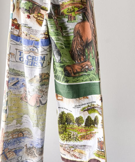【curoam】Vintage tea towel patchwork pants
