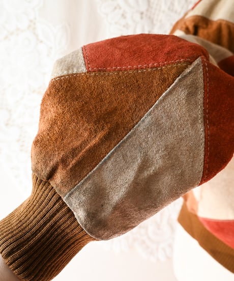 【tiny yearn】1970's Vintage Patchwork Suede Tops
