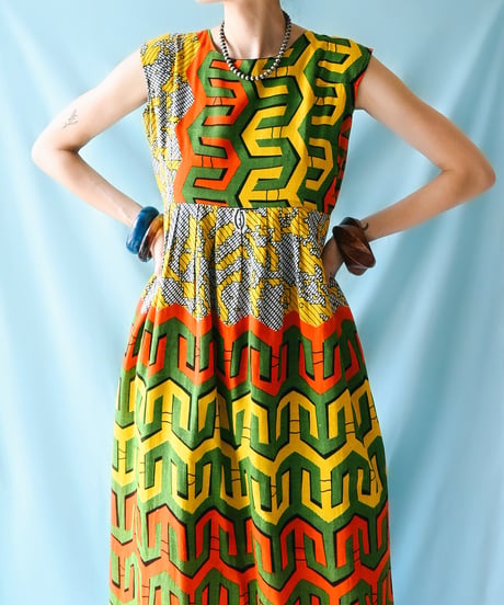 【tiny yearn】African Batik Maxi Dress