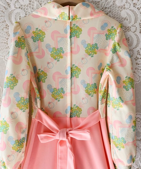 【tiny yearn】1970's Floral Geometric Maxi Dress