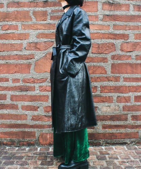 【Seek an nur】Black Mongolia Leather Long Coat