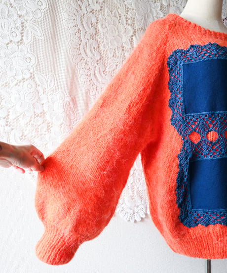 【tiny yearn】Crochet Mohair Knit Over Sweater