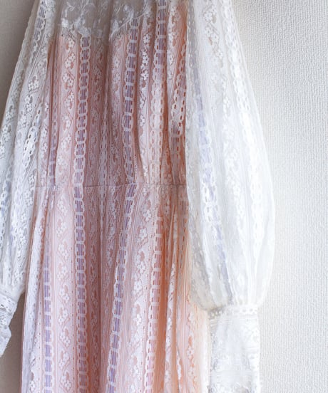 【Seek an nur】1970's Vintage White Lace Long Dress