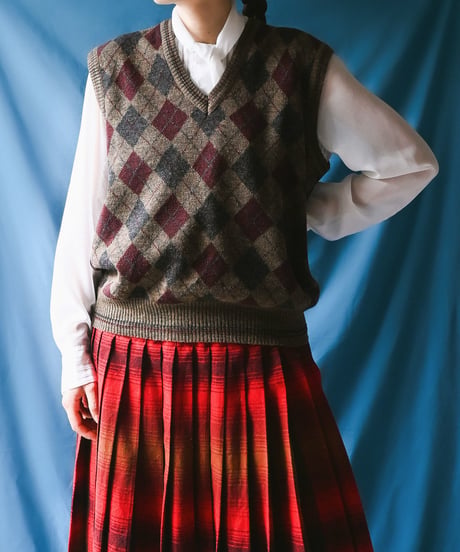 【tiny yearn】Italy Argyle Check Knit Vest