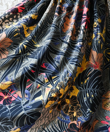 【Seek an nur】Euro Tropical Puff Flare Dress