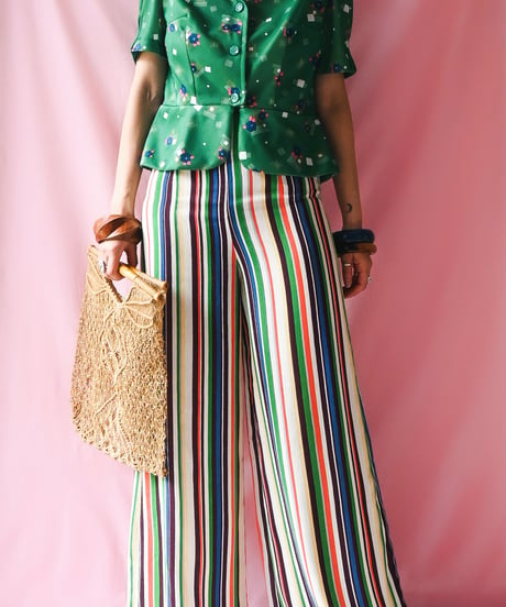 【tiny yearn】Mulch Stripe Sheer Wide Pants