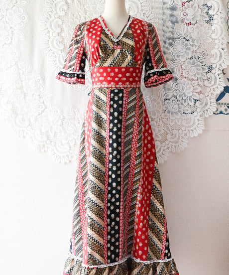 【tiny yearn】1970's Euro Floral Maxi Dress