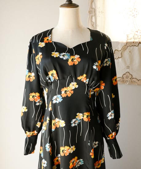 【tiny yearn】1970's euro floral maxi dress