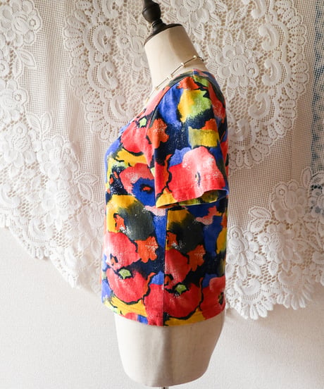 【tiny yearn】USA Art Floral T-shirt