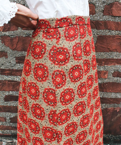 【Seek an nur】1970's Vintage German Jacquard Maxi Skirt