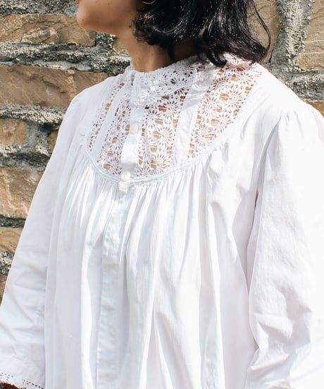 【Seek an nur】French Antique Hand Lace Flare Night Dress