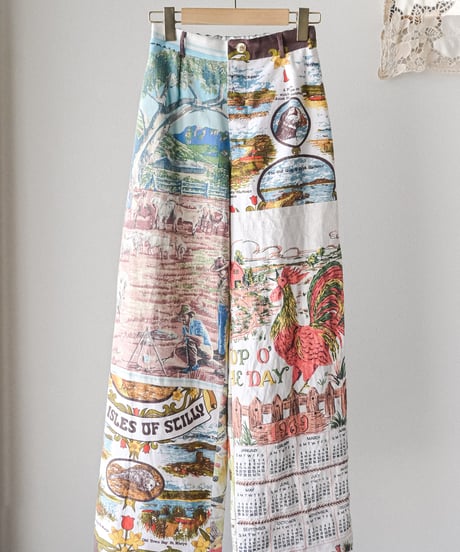 【curoam】Vintage tea towel patchwork pants