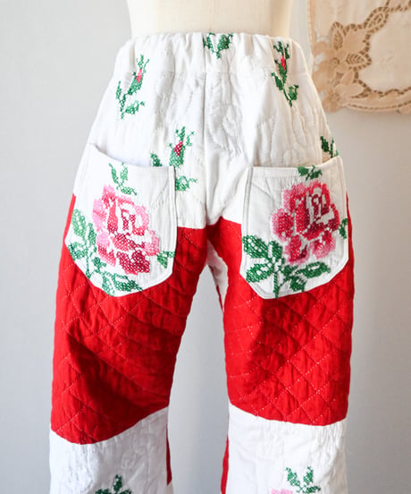 【tiny yearn】Vintage patchwork quilted pants