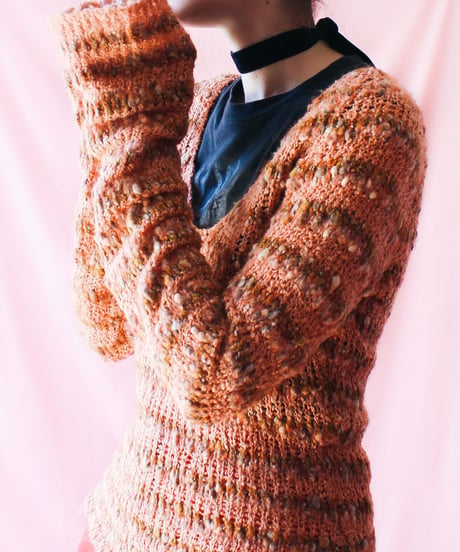 【tiny yearn】Low Gauge Long Sleeve Mix Knit