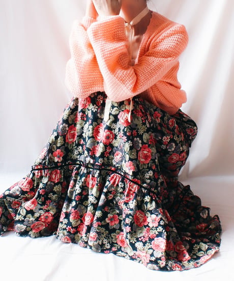 【Seek an nur】German Floral Tiered Maxi Skirt