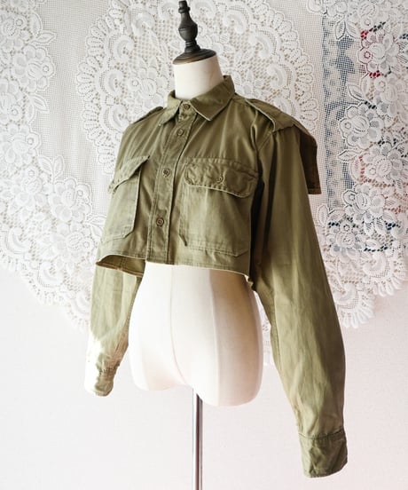 【Seek an nur】Greece Military Cropped Shirt/Khaki