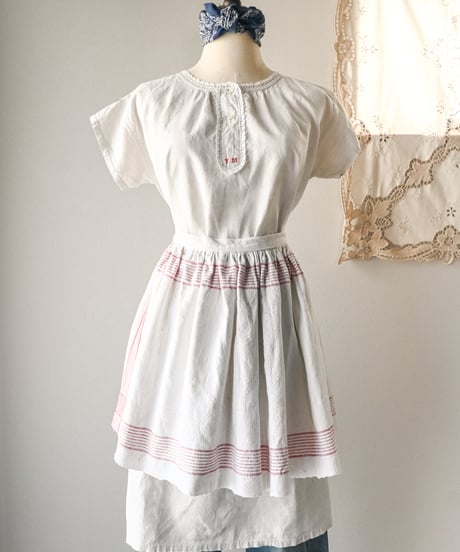 【Seek an nur】French antique linen waist apron