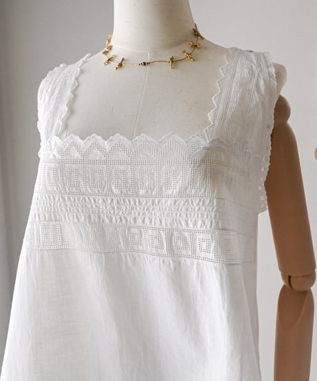 【Seek an nur】1900-20's antique cotton night dress