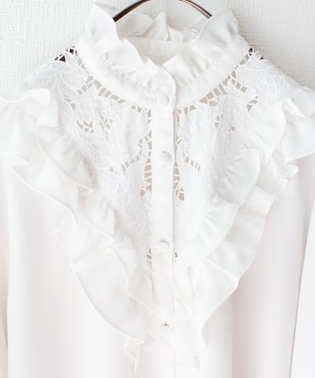 【Seek an nur】Frill Lace White Blouse