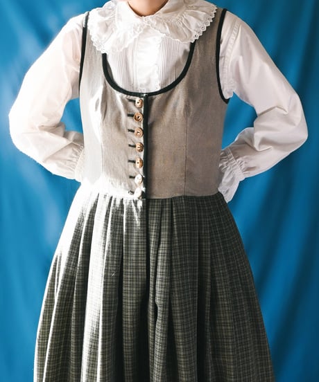 【tiny yearn】Tyrolean Check Dirndl Dress