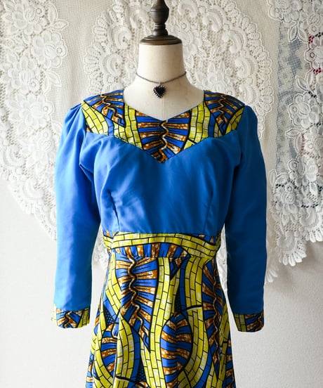 【tiny yearn】African Batik Flare Maxi Dress