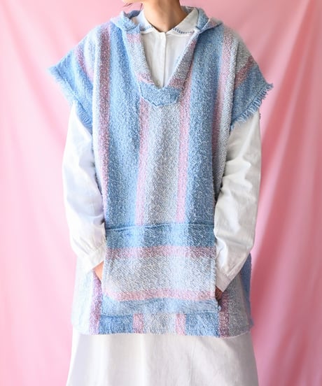 【tiny yearn】Pink Stripe Mexican Parker Vest