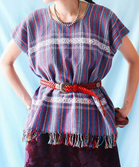 【tiny yearn】Vintage Guatemalan Stripe Fringe Vest
