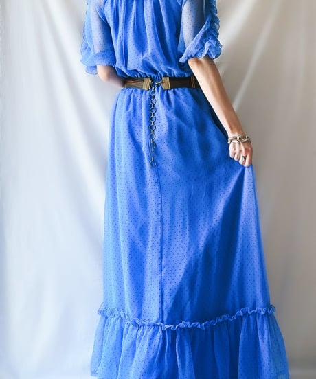 【Seek an nur】Euro Frill Dot Sheer Maxi Dress