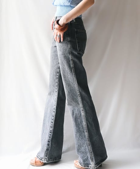 【Seek an nur】Black Flare Denim Pants