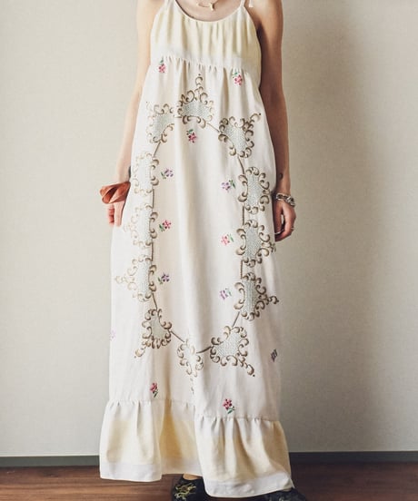 【Seek an nur】Vintage embroidered fabric cami dress