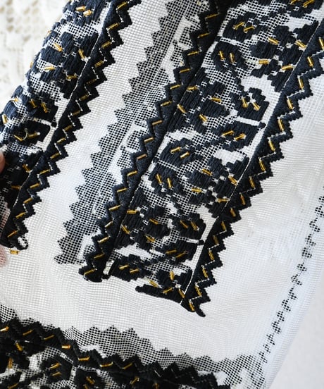 【Seek an nur】Romanian Vintage Beaded Tulle Blouse
