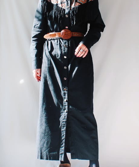 【tiny yearn】Painting Fringe Western Shirt Dress