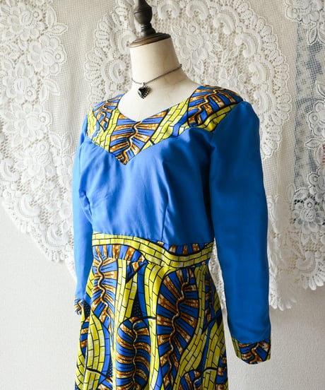 【tiny yearn】African Batik Flare Maxi Dress