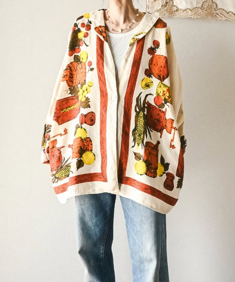 【curoam】Vintage fabric linen over jacket