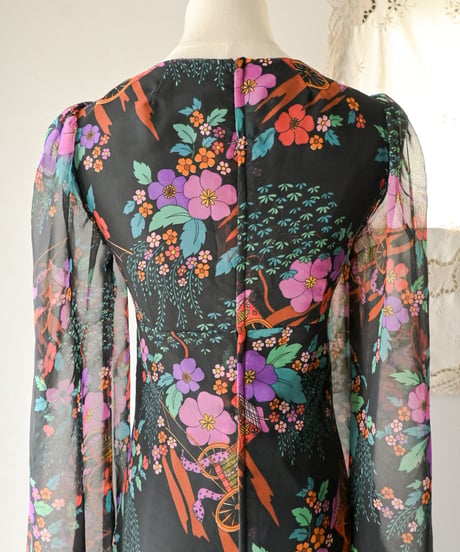 【tiny yearn】1970's euro floral sheer maxi dress