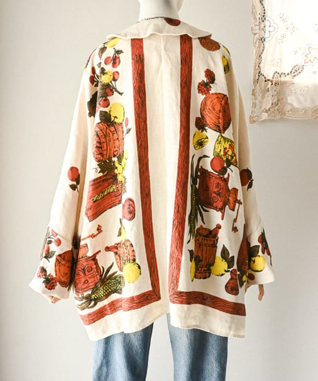 【curoam】Vintage fabric linen over jacket