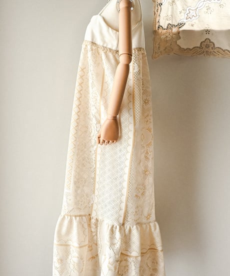 【Seek an nur】Vintage lace fabric cami dress