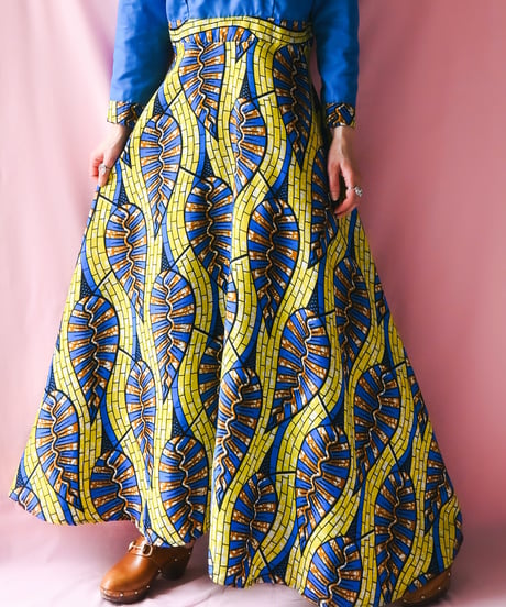 【tiny yearn】African Batik Flare Maxi Dress