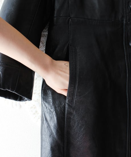【Seek an nur】Black Mongolia Leather Long Coat