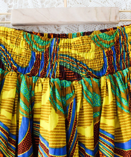 【tiny yearn】African batik Ribbon Flare Skirt