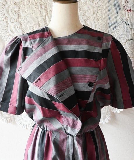 【Seek an nur】USA Multi Stripe Puff Jumpsuit