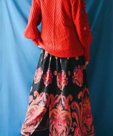 【tiny yearn】1970's Euro Exotic Wool Maxi Skirt