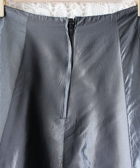 【tiny yeran】Metallic Gray Flare Long Skirt