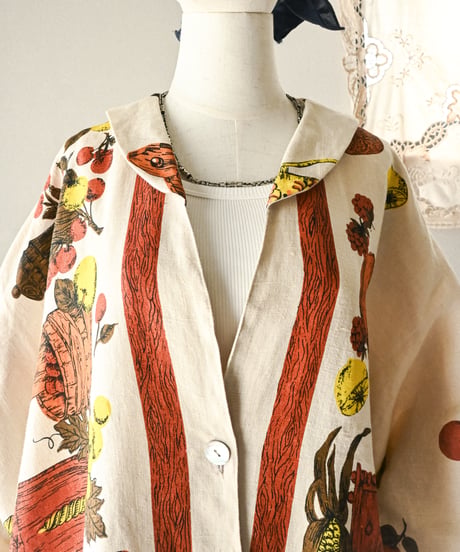 【curoam】Vintage fabric linen over jacket
