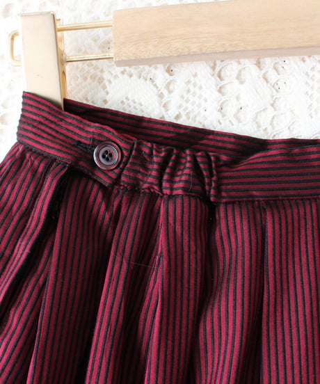 【Seek an nur】Austrian Stripe Flare Long Skirt