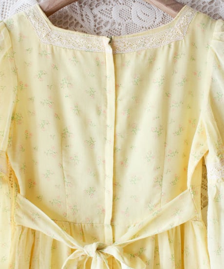 【tiny yearn】1970's USA Floral Lace Sheer Maxi Dress