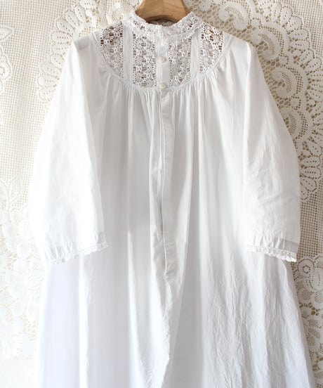 【Seek an nur】French Antique Hand Lace Flare Night Dress