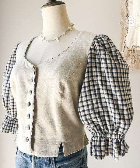 【Seek an nur】Tyrolean linen trachten blouse